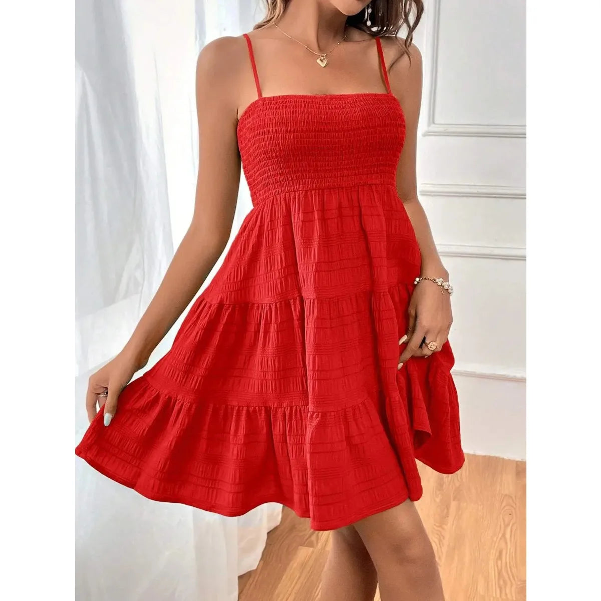 Ruba Tiered A-Line Mini Dress
فستان رُبى الميني المتدرّج